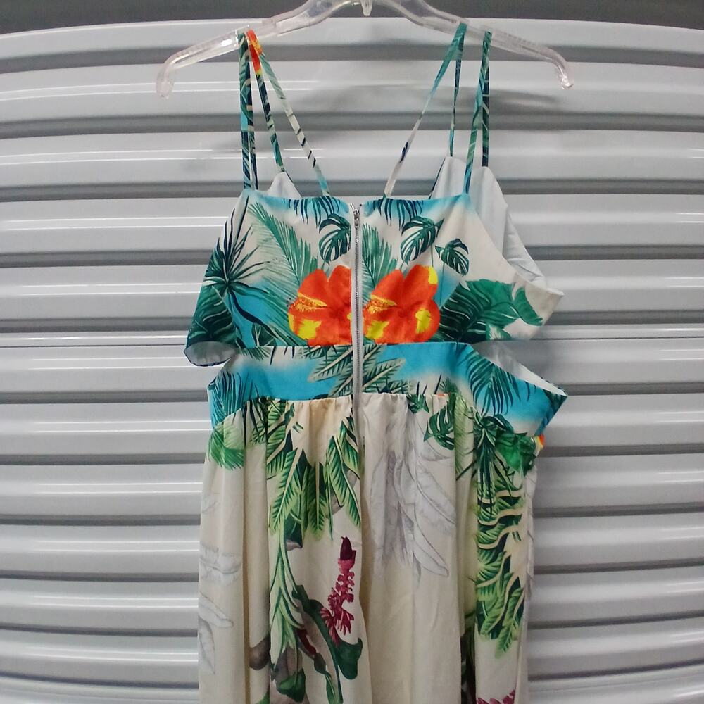 Loragal Women's Dress Size 3XL Beige Tropical Print Maxi Spring Summer Vacation - Picture 11 of 14